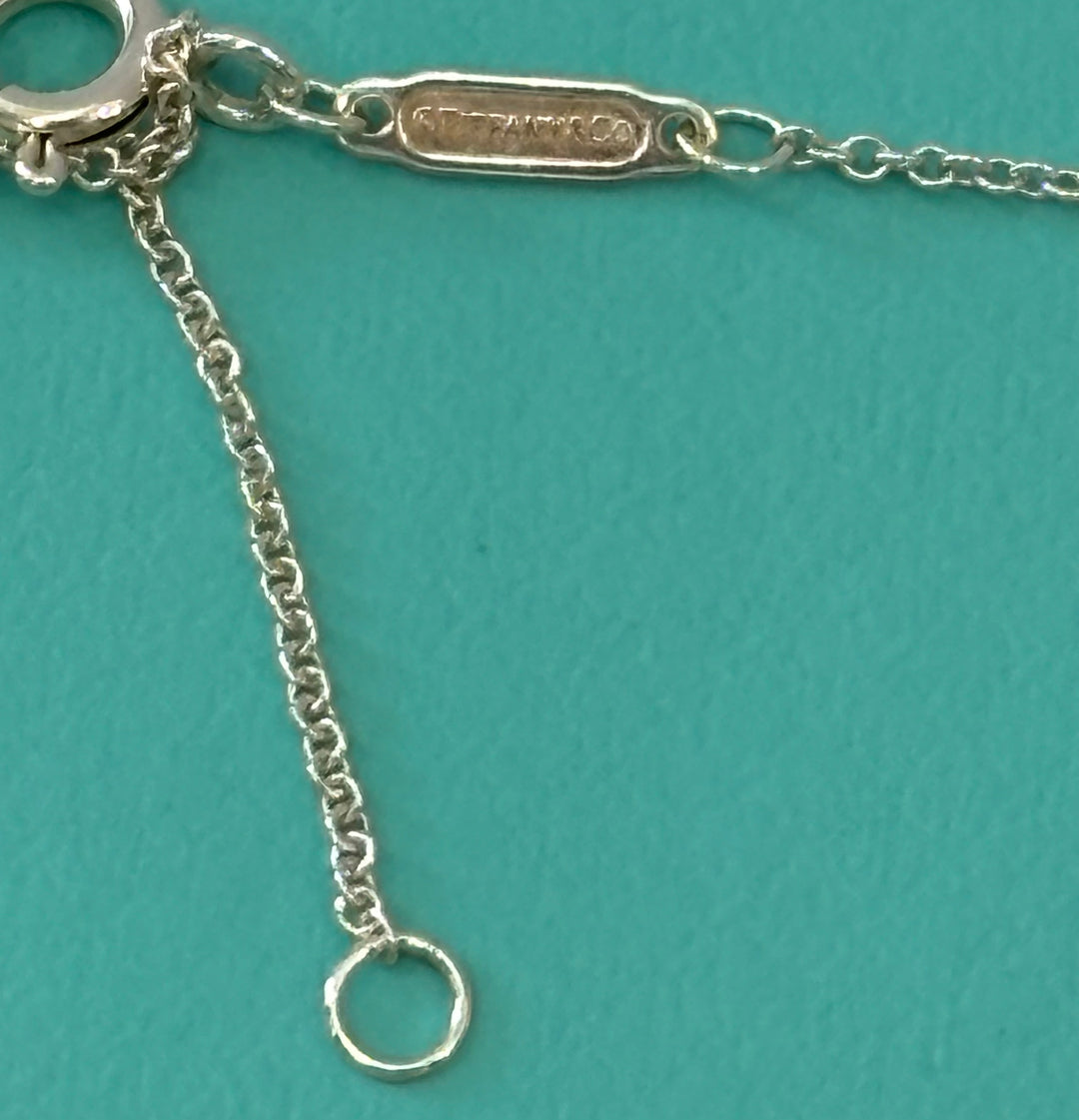 TIFFANY &amp; CO. RTT BLUE DOUBLE HEART STERLING SILVER NECKLACE