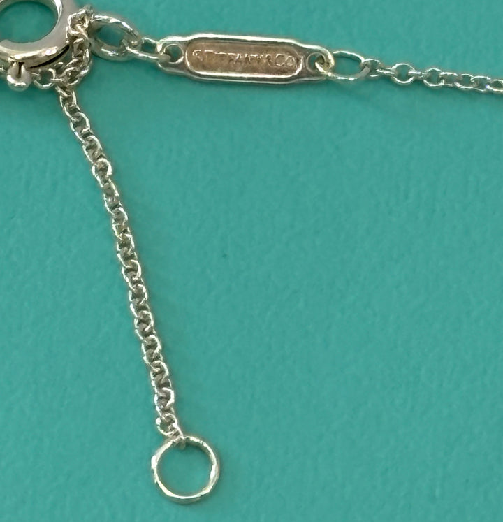TIFFANY &amp; CO. RTT BLUE DOUBLE HEART STERLING SILVER NECKLACE