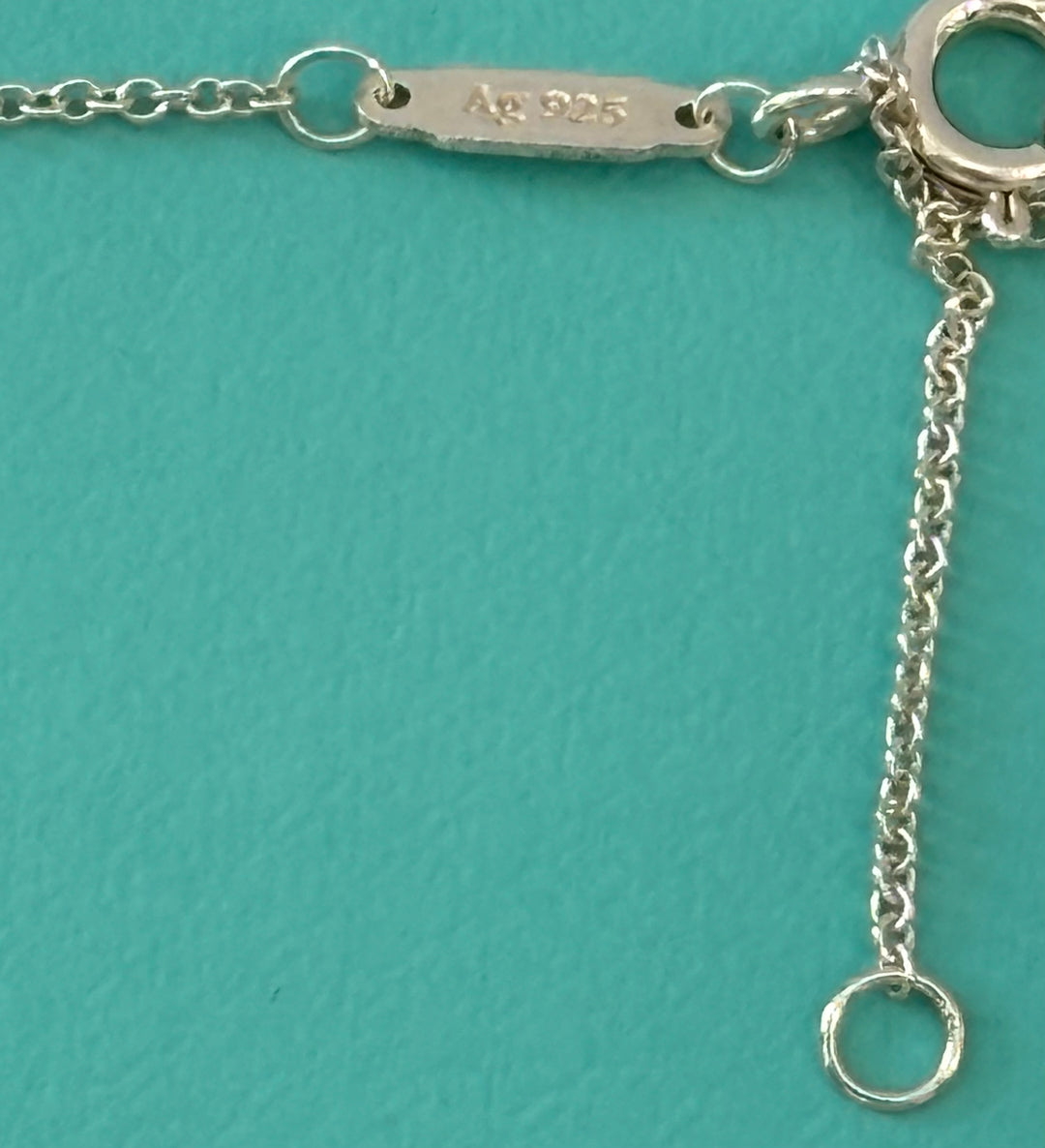 TIFFANY &amp; CO. RTT BLUE DOUBLE HEART STERLING SILVER NECKLACE