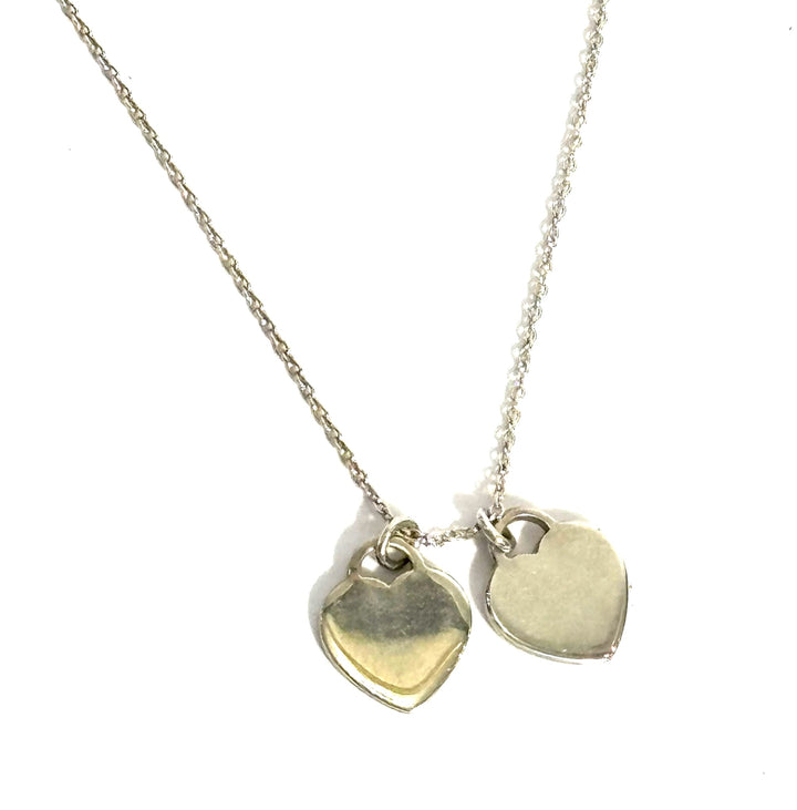 TIFFANY &amp; CO. RTT BLUE DOUBLE HEART STERLING SILVER NECKLACE