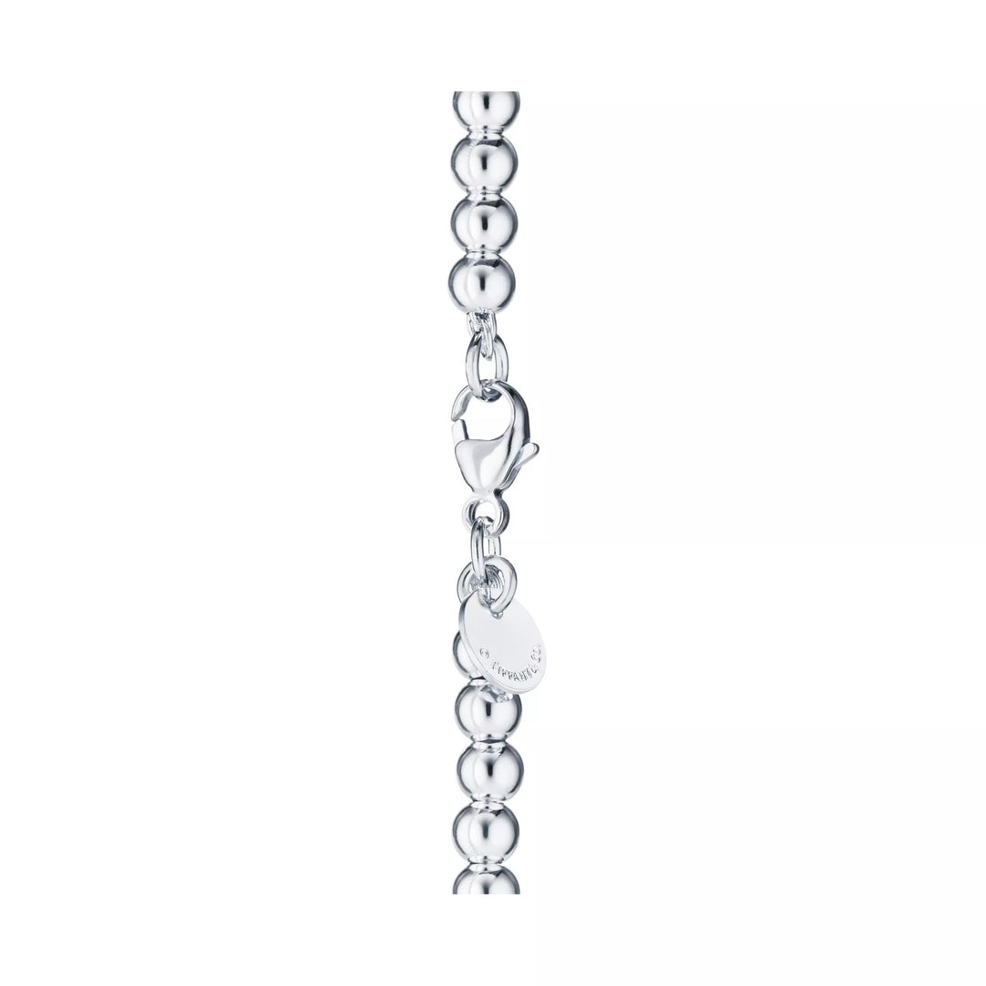 TIFFANY BLUE® ENAMEL HEART TAG RTT STERLING SILVER BEAD BRACELET