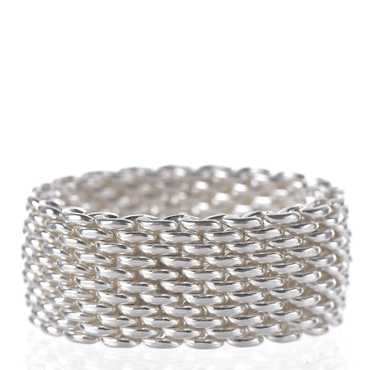TIFFANY &amp; CO. SOMERSET MESH WEAVE STERLIG SILVER RING