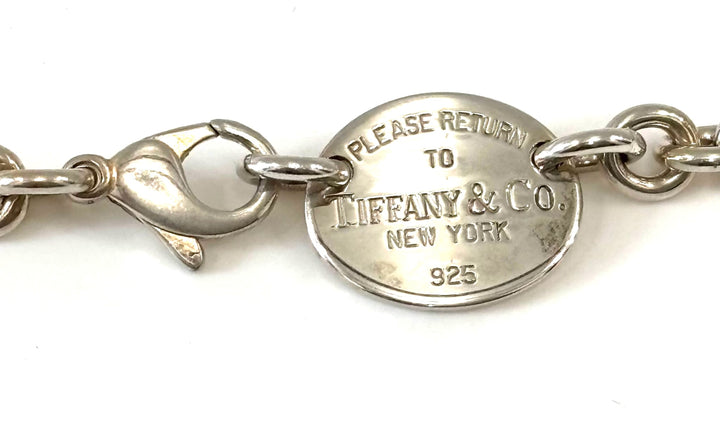 TIFFANY &amp; CO. STERLING SILVER RTT OVAL TAG CHOKER NECKLACE