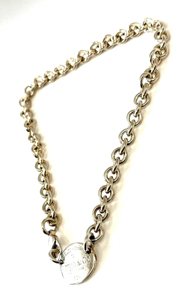 TIFFANY &amp; CO. STERLING SILVER RTT OVAL TAG CHOKER NECKLACE