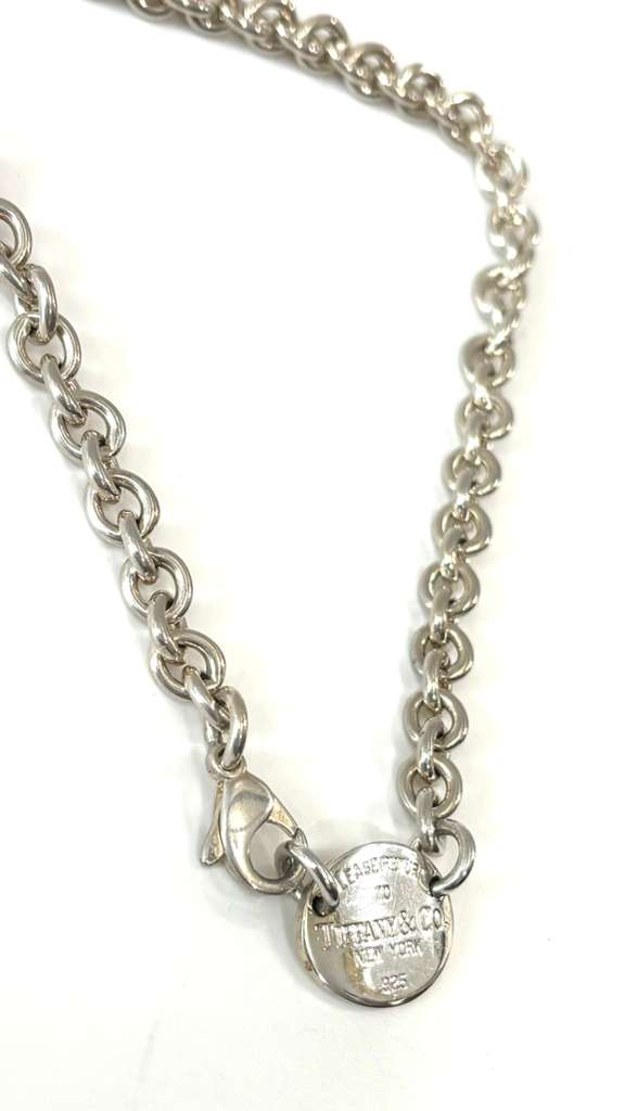 TIFFANY &amp; CO. STERLING SILVER RTT OVAL TAG CHOKER NECKLACE