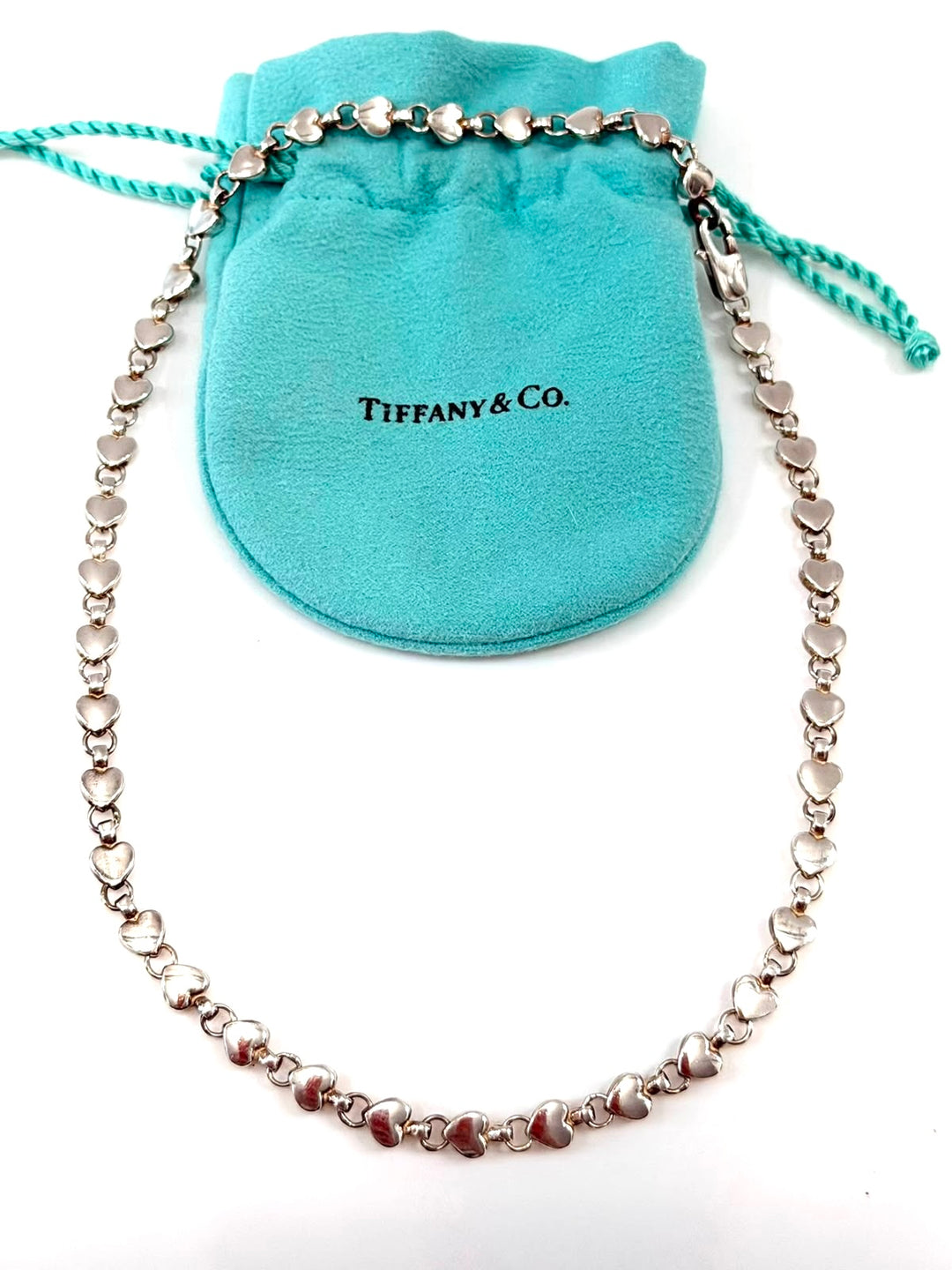 TIFFANY &amp; CO. VINTAGE STERLING SILVER HEART LINK NECKLACE