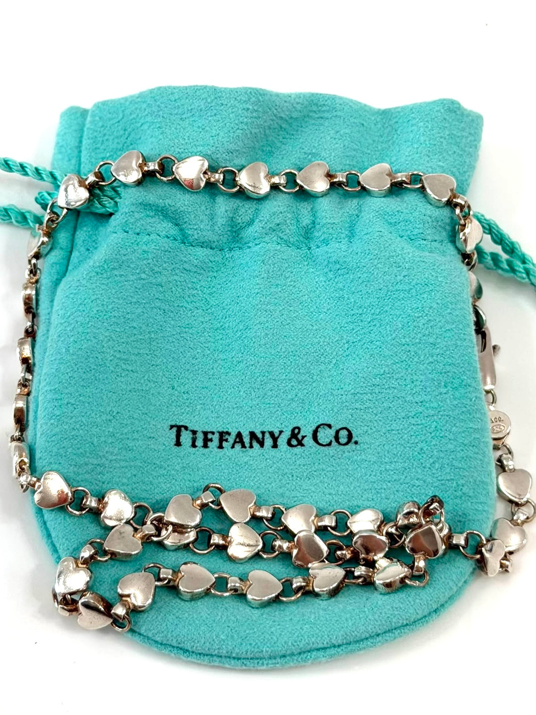 TIFFANY &amp; CO. VINTAGE STERLING SILVER HEART LINK NECKLACE