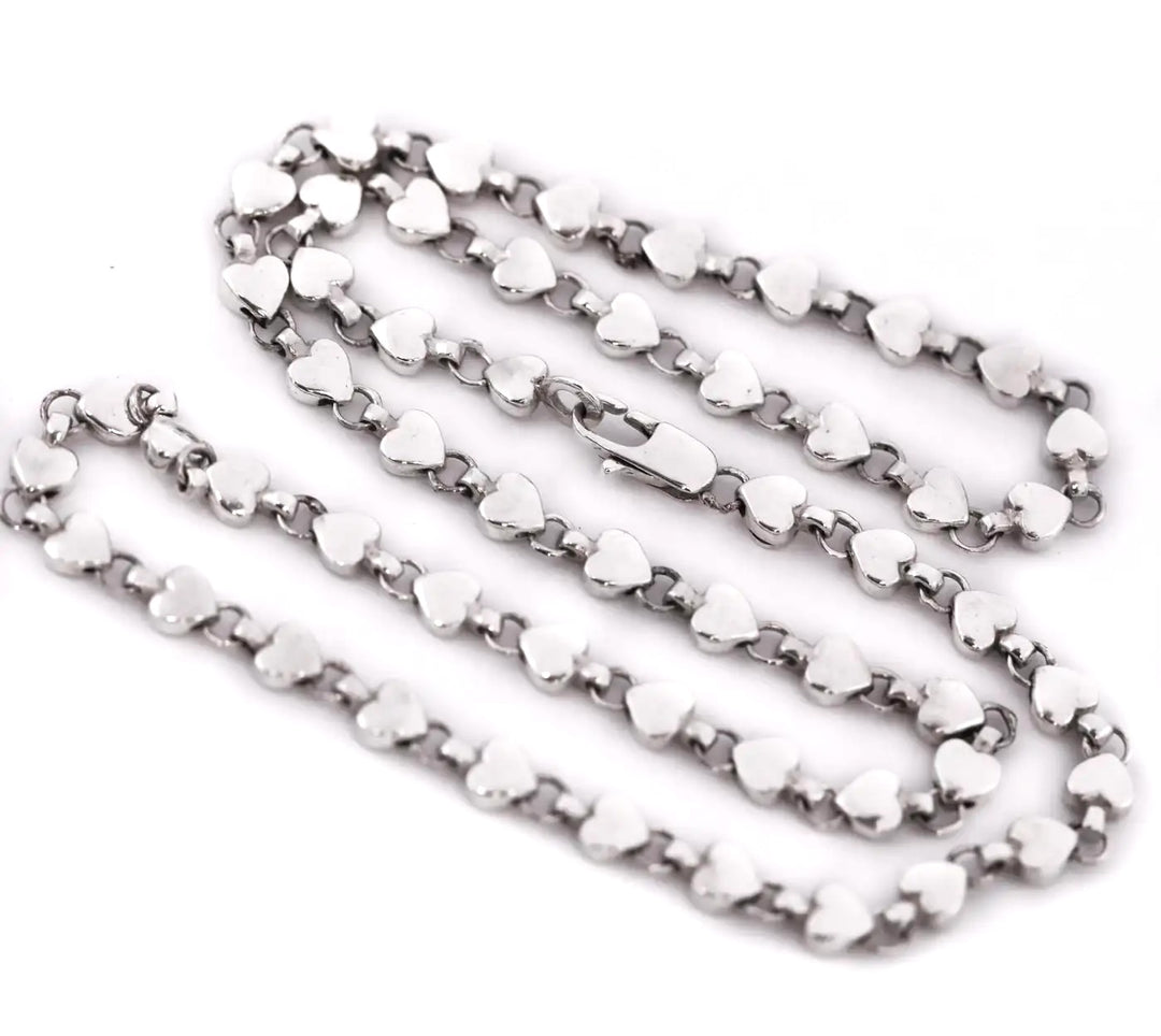 TIFFANY &amp; CO. VINTAGE STERLING SILVER HEART LINK NECKLACE