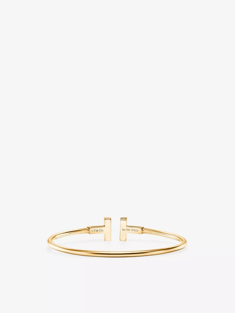 TIFFANY &amp; CO. 18K YELLOW GOLD TURQUOISE DIAMONDS T-WIRE BRACELET