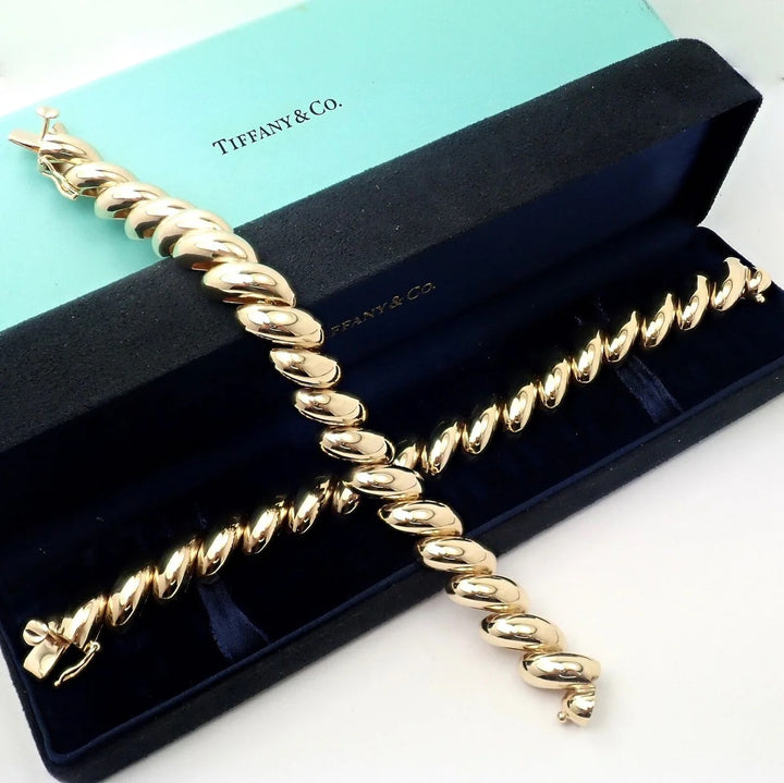TIFFANY &amp; CO. SAN MARCO MACARONI LINK 14K YELLOW GOLD BRACELET