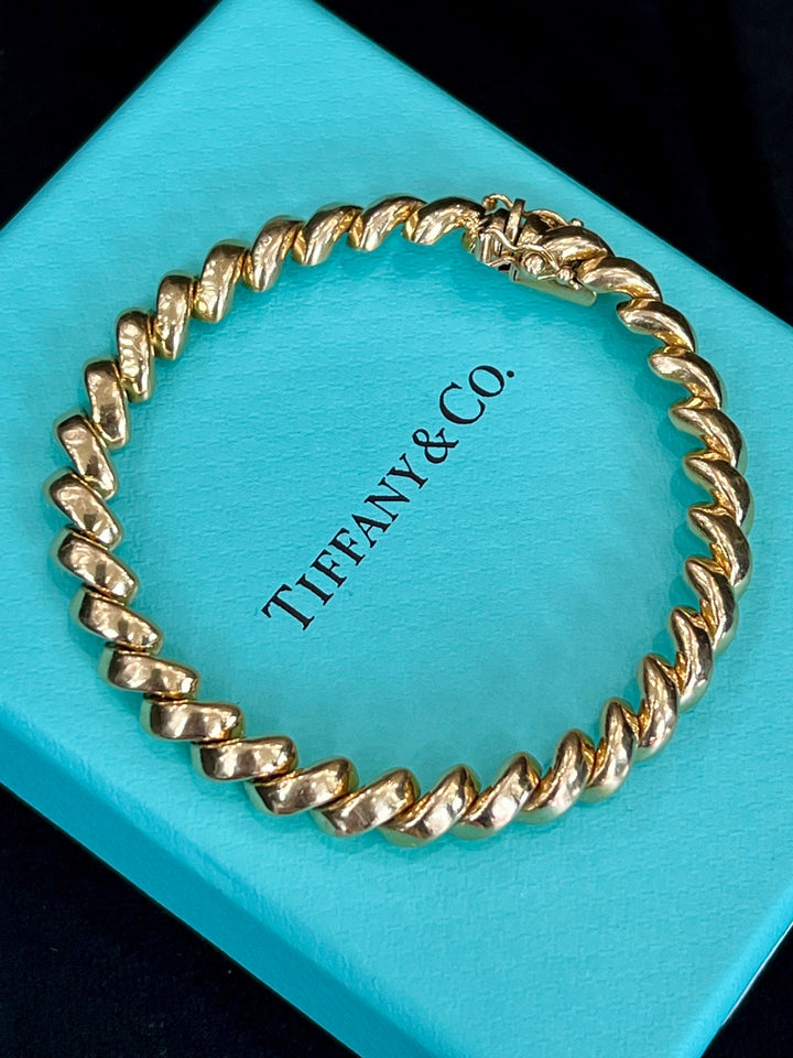 TIFFANY &amp; CO. SAN MARCO MACARONI LINK 14K YELLOW GOLD BRACELET