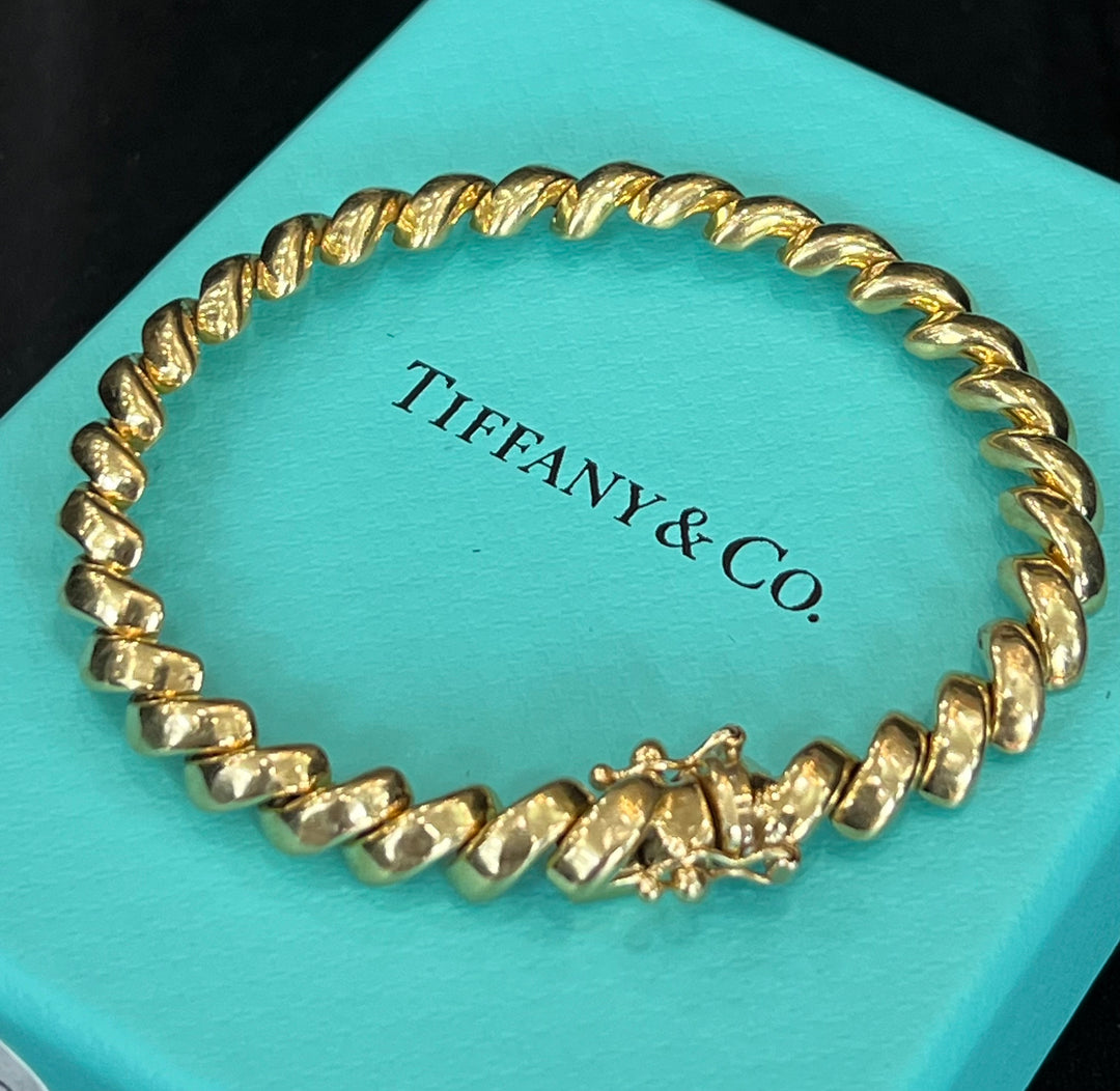 TIFFANY &amp; CO. SAN MARCO MACARONI LINK 14K YELLOW GOLD BRACELET