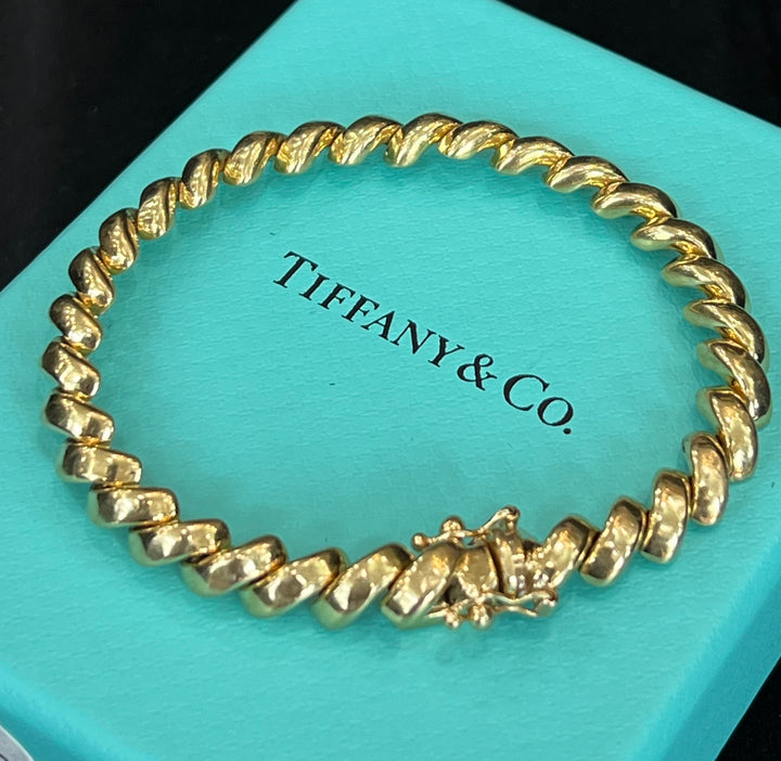 TIFFANY &amp; CO. SAN MARCO MACARONI LINK 14K YELLOW GOLD BRACELET