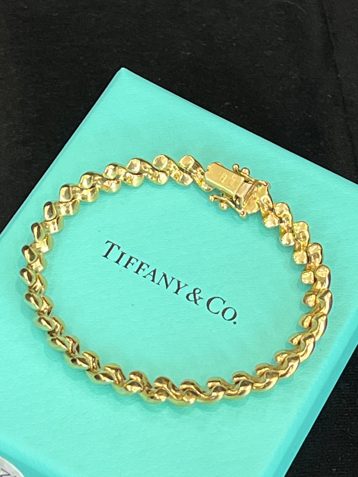 TIFFANY &amp; CO. SAN MARCO MACARONI LINK 14K YELLOW GOLD BRACELET