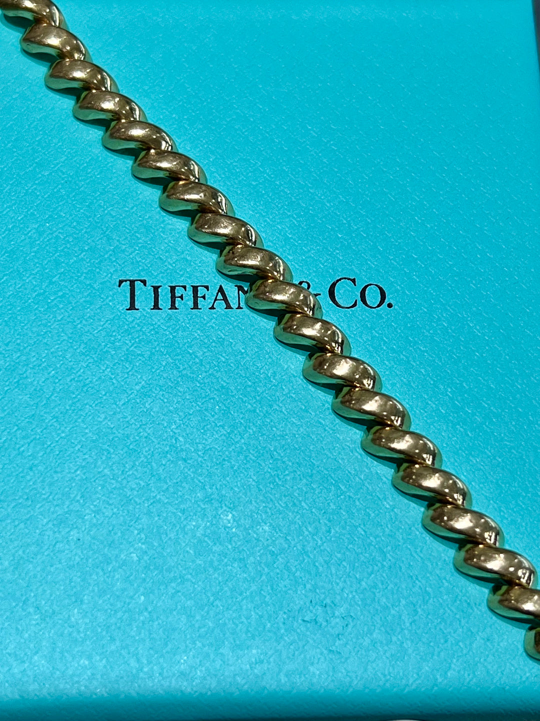 TIFFANY &amp; CO. SAN MARCO MACARONI LINK 14K YELLOW GOLD BRACELET