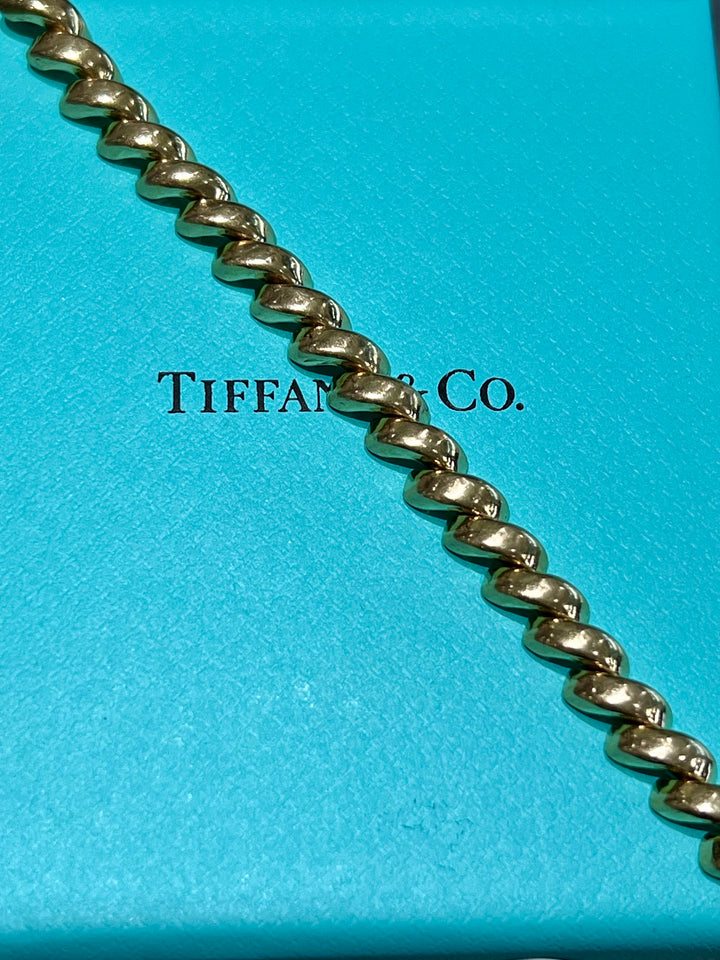 TIFFANY &amp; CO. SAN MARCO MACARONI LINK 14K YELLOW GOLD BRACELET