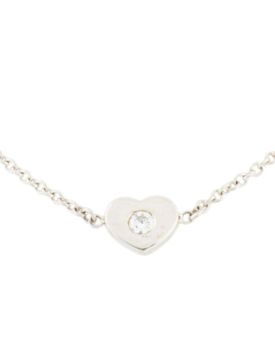 TIFFANY STERLING SILVER PALOMA PICASSO MODERN HEART DIAMOND PENDANT NECKLACE