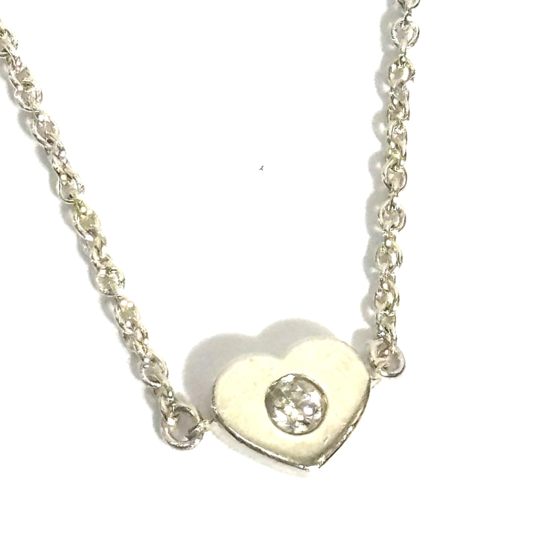 TIFFANY STERLING SILVER PALOMA PICASSO MODERN HEART DIAMOND PENDANT NECKLACE