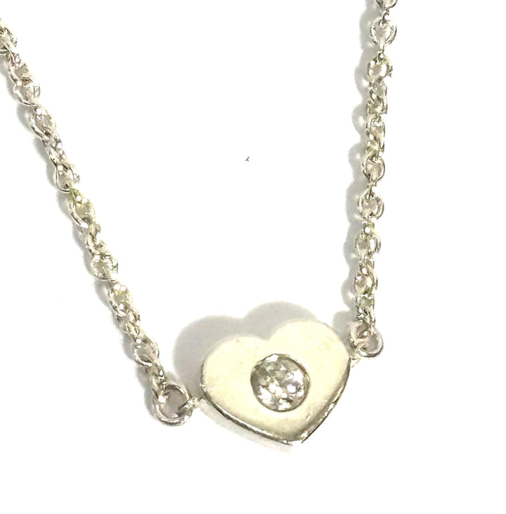TIFFANY STERLING SILVER PALOMA PICASSO MODERN HEART DIAMOND PENDANT NECKLACE