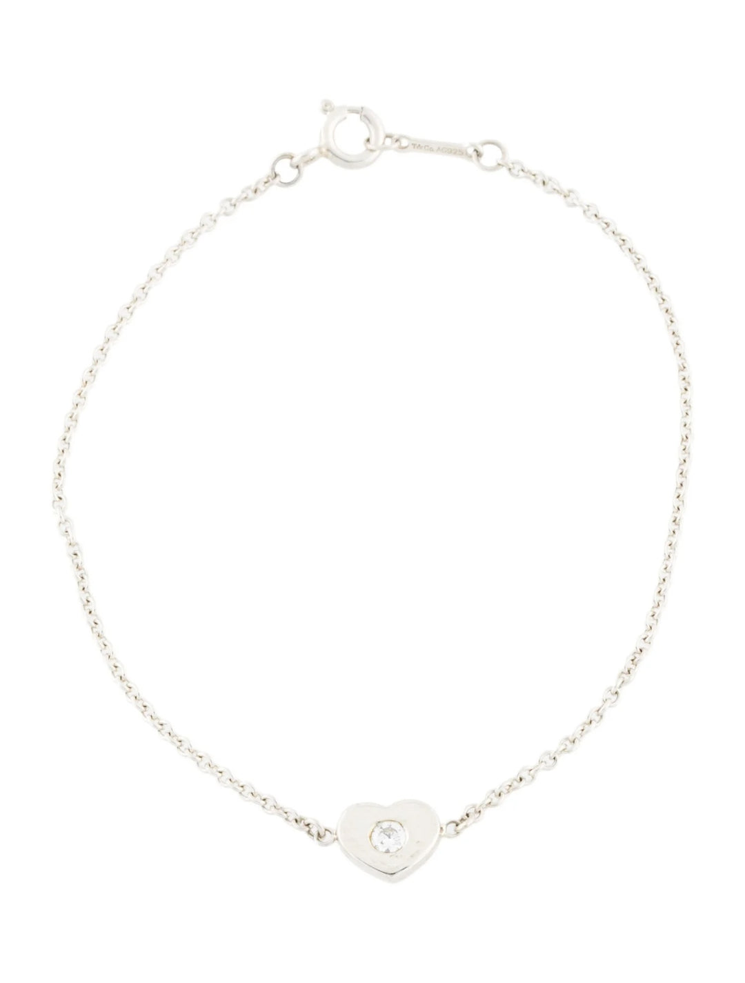 TIFFANY STERLING SILVER PALOMA PICASSO MODERN HEART DIAMOND PENDANT NECKLACE