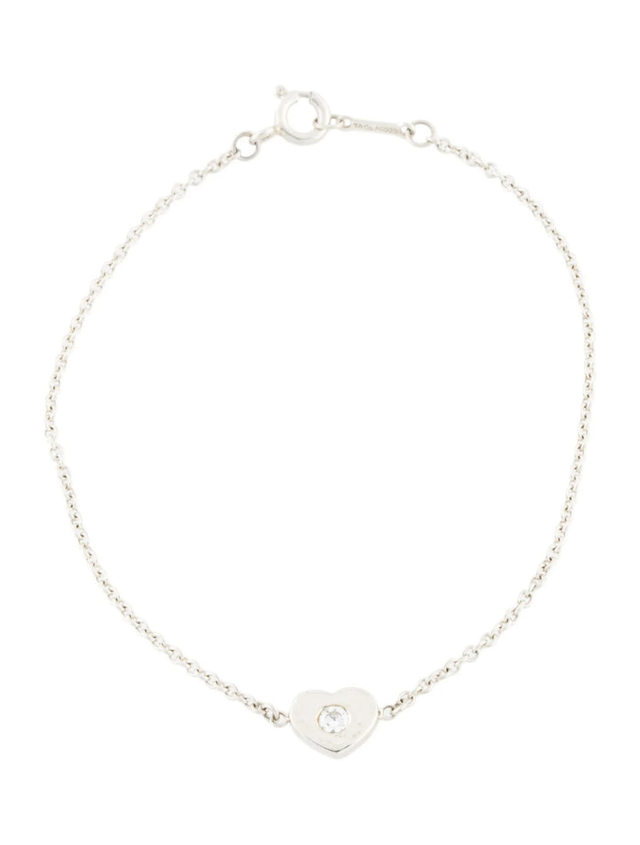 TIFFANY STERLING SILVER PALOMA PICASSO MODERN HEART DIAMOND PENDANT NECKLACE