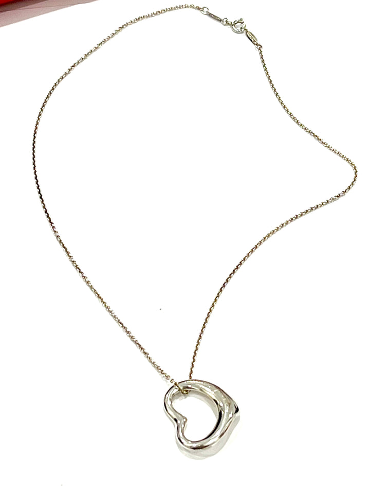 TIFFANY &amp; CO. ELSA PERETTI LARGE OPEN HEART STERLING SILVER NECKLACE