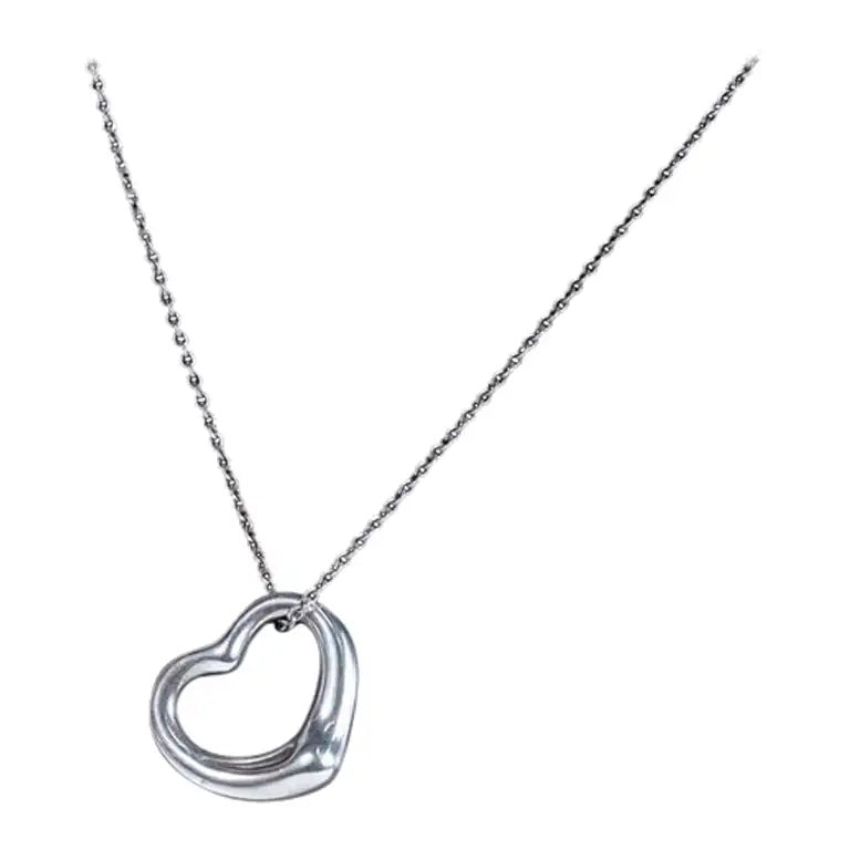 TIFFANY &amp; CO. ELSA PERETTI LARGE OPEN HEART STERLING SILVER NECKLACE
