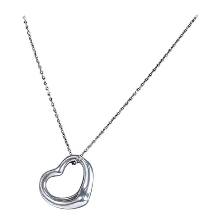 TIFFANY &amp; CO. ELSA PERETTI LARGE OPEN HEART STERLING SILVER NECKLACE