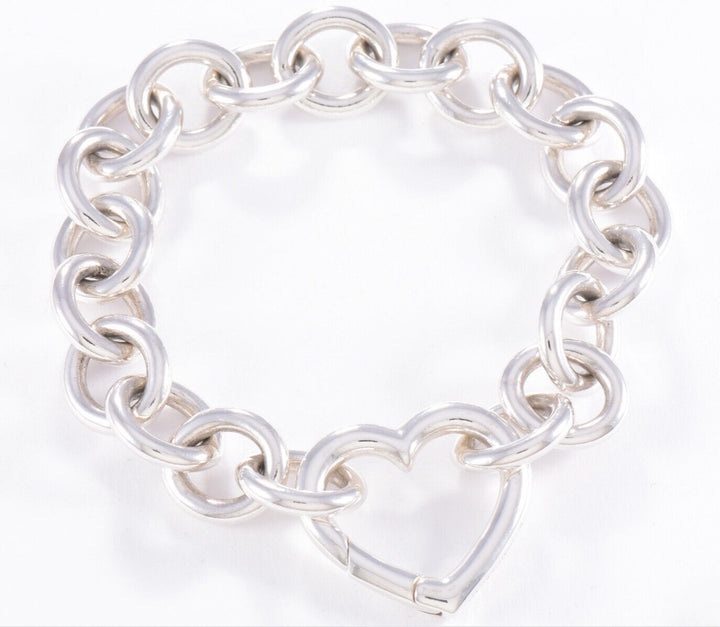 TIFFANY &amp; CO. STERLING SILVER HEART CLASP CHAIN BRACELET