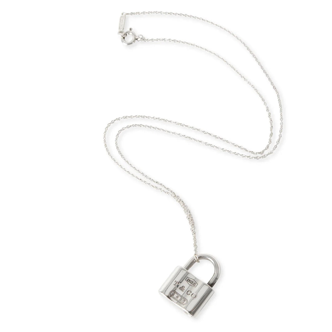 TIFFANY & CO. STERLING SILVER 1837 PADLOCK PENDANT NECKLACE