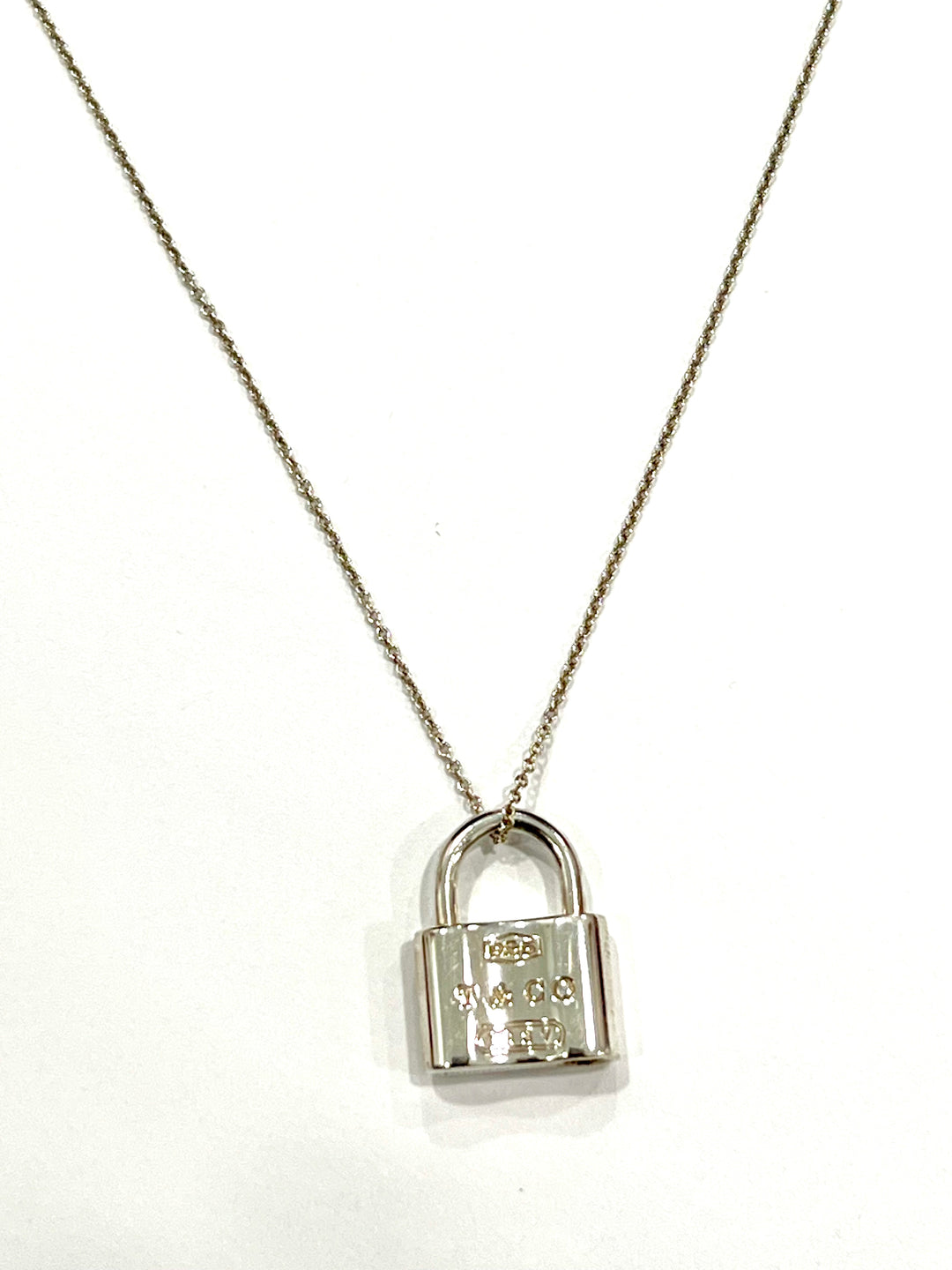 TIFFANY & CO. STERLING SILVER 1837 PADLOCK PENDANT NECKLACE