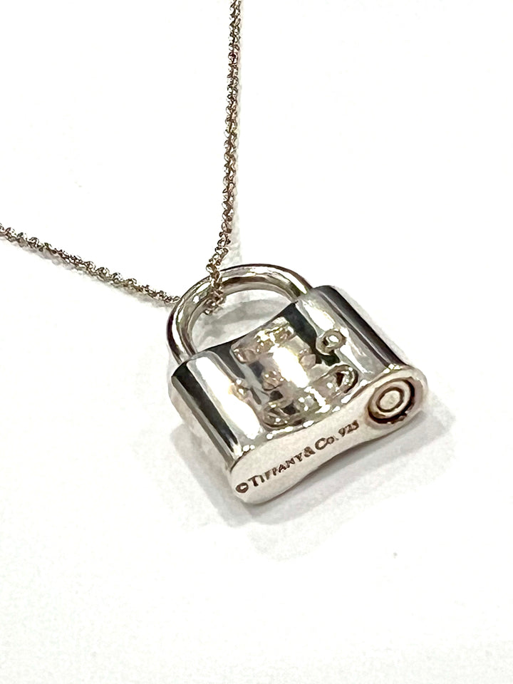 TIFFANY & CO. STERLING SILVER 1837 PADLOCK PENDANT NECKLACE