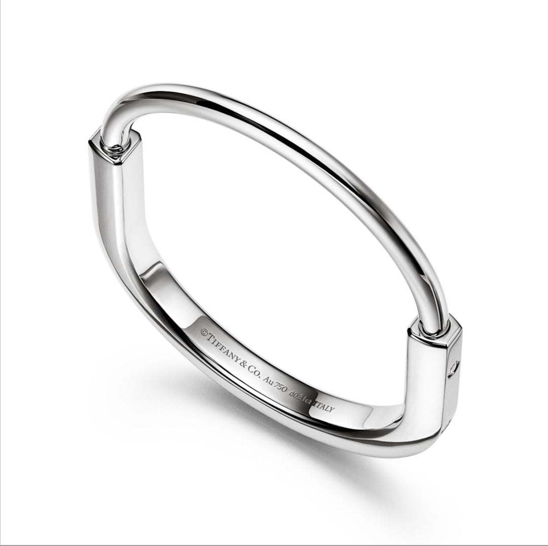TIFFANY &amp; CO 18K WHITE GOLD DIAMOND TIFFANY LOCK COLLECTION BRACELET