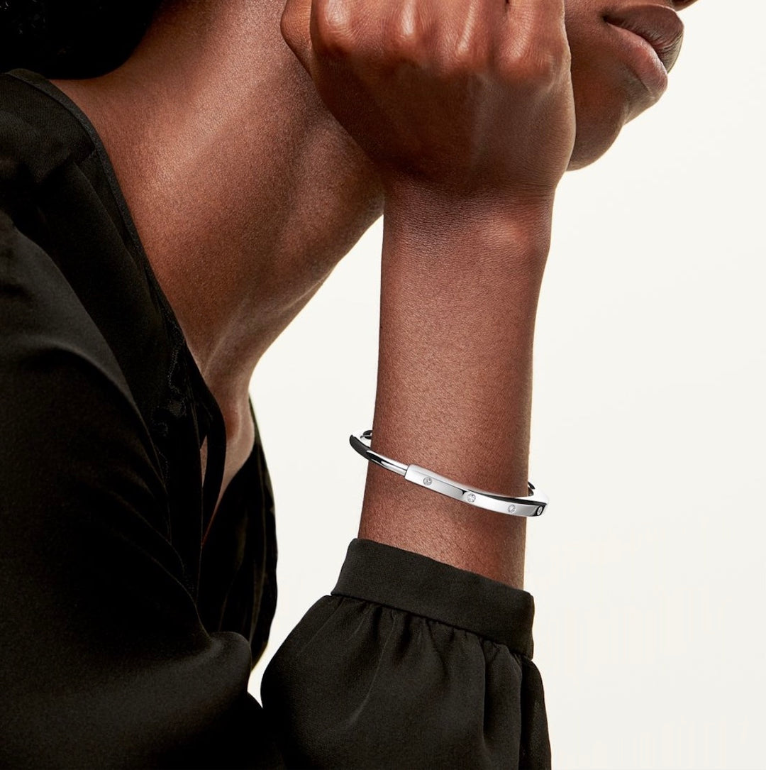 TIFFANY &amp; CO 18K WHITE GOLD DIAMOND TIFFANY LOCK COLLECTION BRACELET