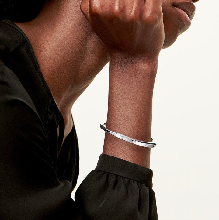 TIFFANY &amp; CO 18K WHITE GOLD DIAMOND TIFFANY LOCK COLLECTION BRACELET