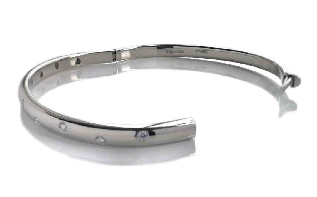 TIFFANY &amp; CO 18K WHITE GOLD DIAMOND TIFFANY LOCK COLLECTION BRACELET