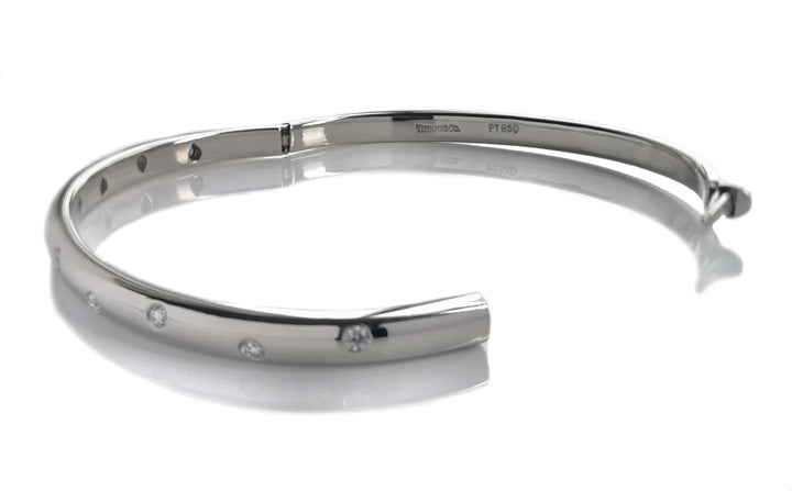 TIFFANY &amp; CO 18K WHITE GOLD DIAMOND TIFFANY LOCK COLLECTION BRACELET