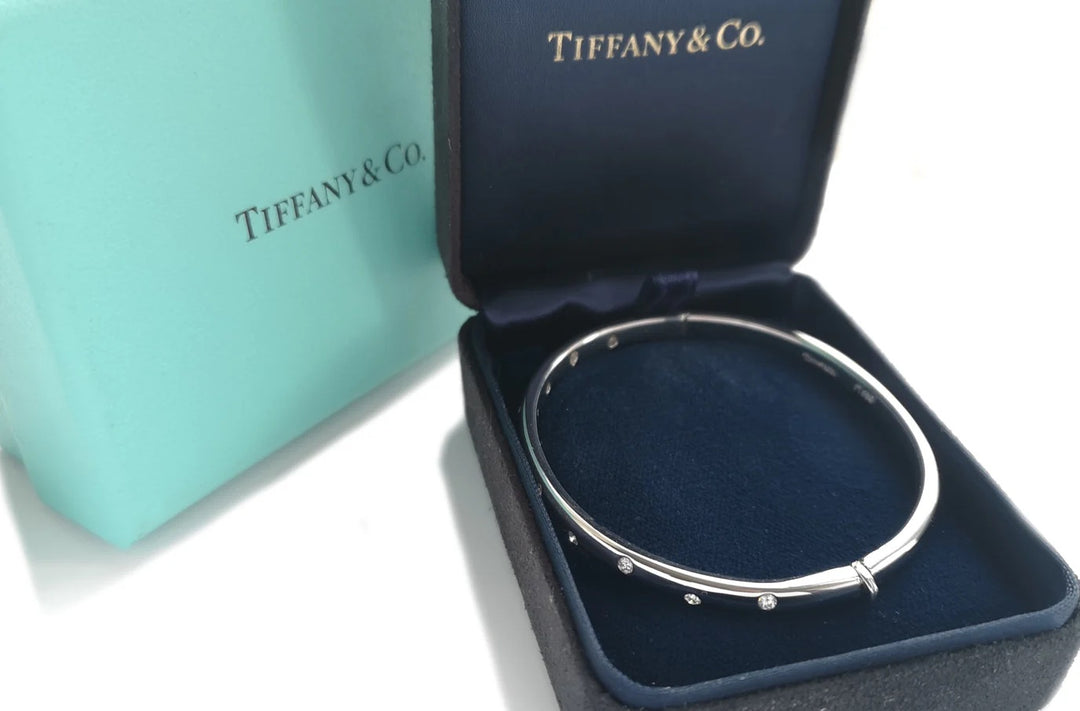 TIFFANY &amp; CO 18K WHITE GOLD DIAMOND TIFFANY LOCK COLLECTION BRACELET