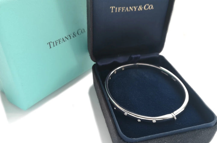 TIFFANY &amp; CO 18K WHITE GOLD DIAMOND TIFFANY LOCK COLLECTION BRACELET
