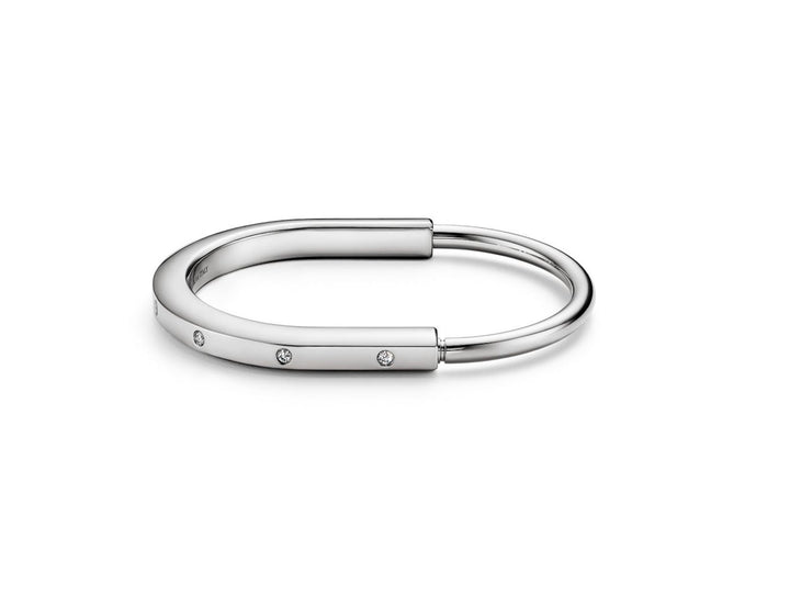 TIFFANY &amp; CO 18K WHITE GOLD DIAMOND TIFFANY LOCK COLLECTION BRACELET
