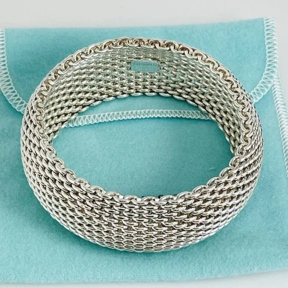 TIFFANY &amp; CO. STERLING SILVER MESH SOMERSET 7.5" BRACELET
