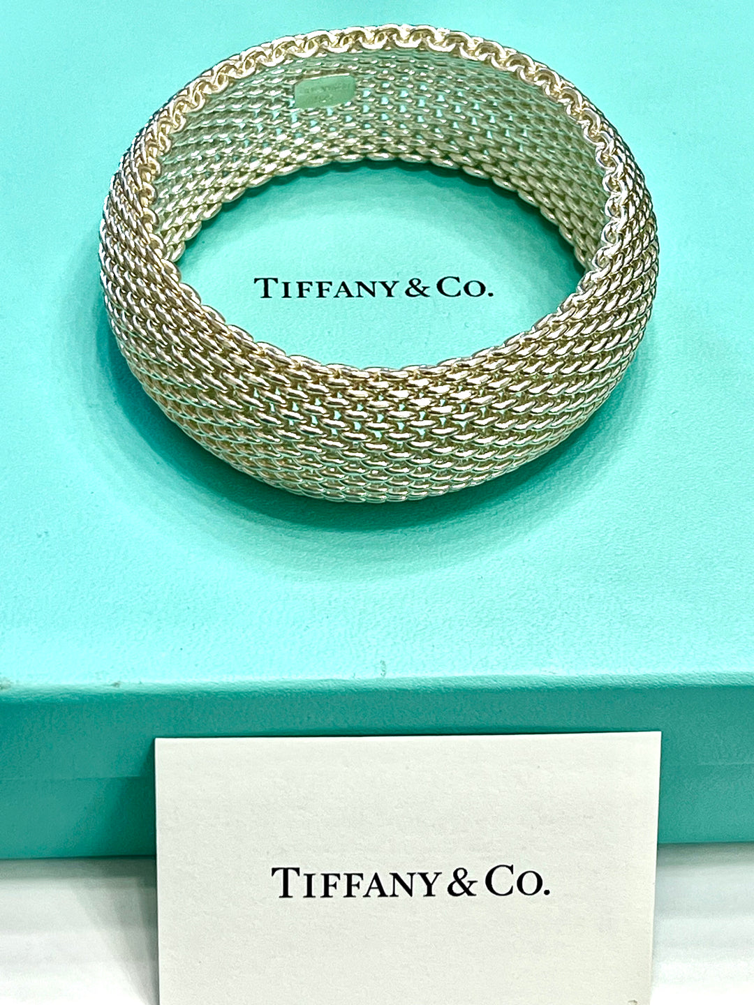 TIFFANY &amp; CO. STERLING SILVER MESH SOMERSET 7.5" BRACELET