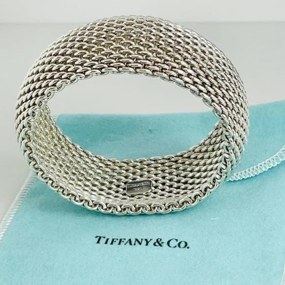 TIFFANY &amp; CO. STERLING SILVER MESH SOMERSET 7.5" BRACELET