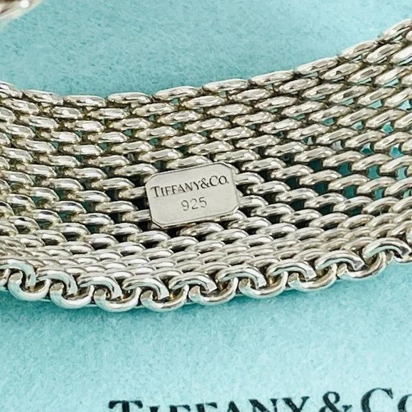 TIFFANY &amp; CO. STERLING SILVER MESH SOMERSET 7.5" BRACELET