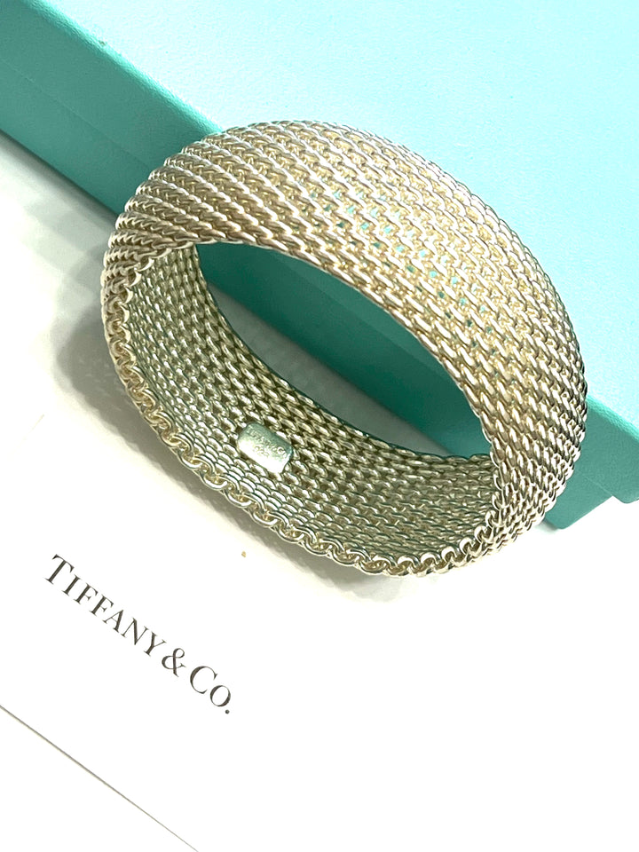TIFFANY &amp; CO. STERLING SILVER MESH SOMERSET 7.5" BRACELET