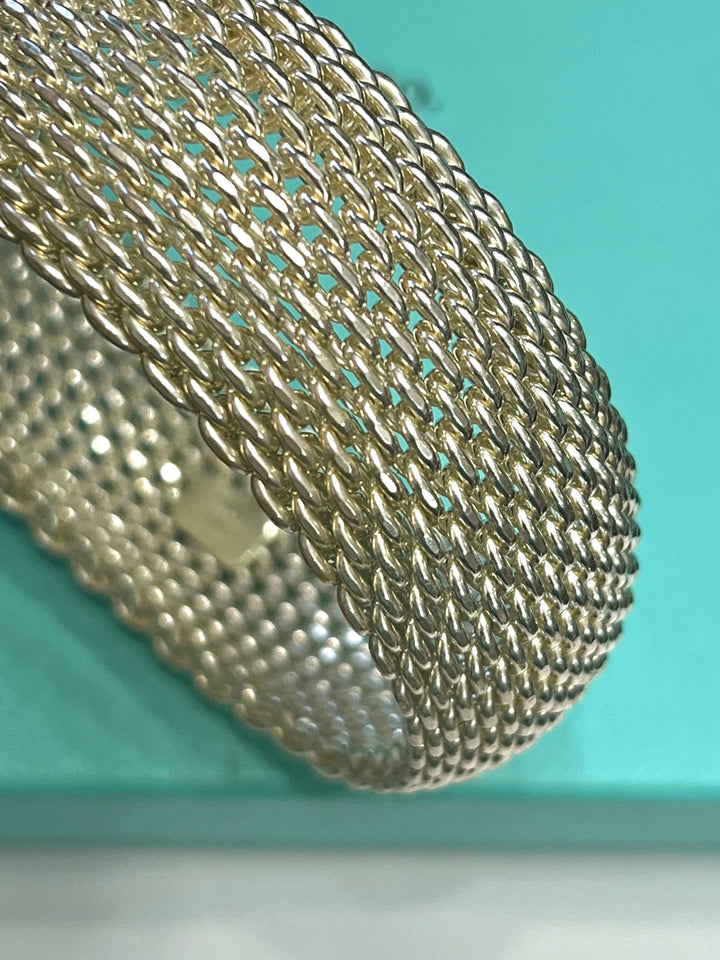 TIFFANY &amp; CO. STERLING SILVER MESH SOMERSET 7.5" BRACELET