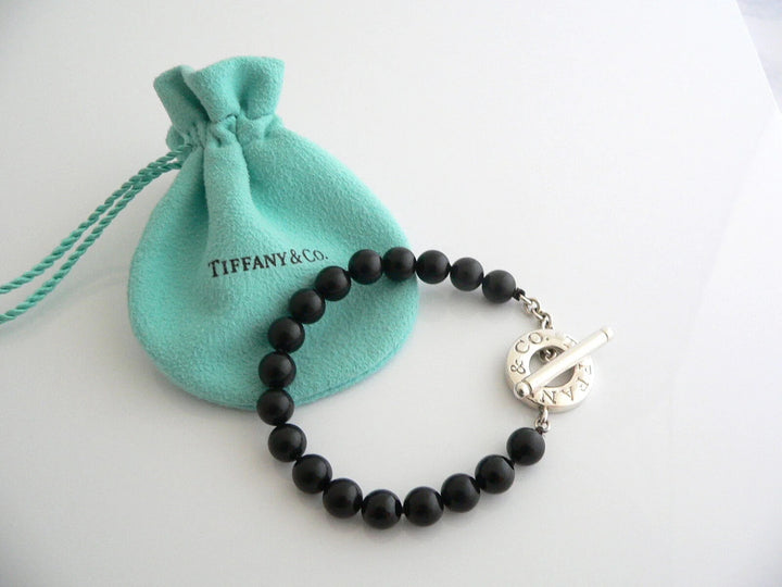 TIFFANY &amp; CO. BLACK ONYX STERLING SILVER TOGGLE BRACELET