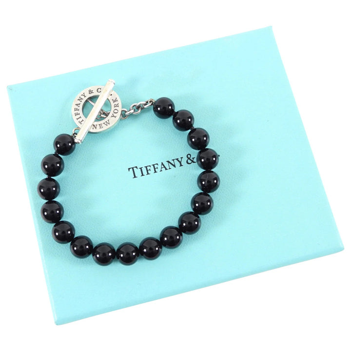 TIFFANY &amp; CO. BLACK ONYX STERLING SILVER TOGGLE BRACELET