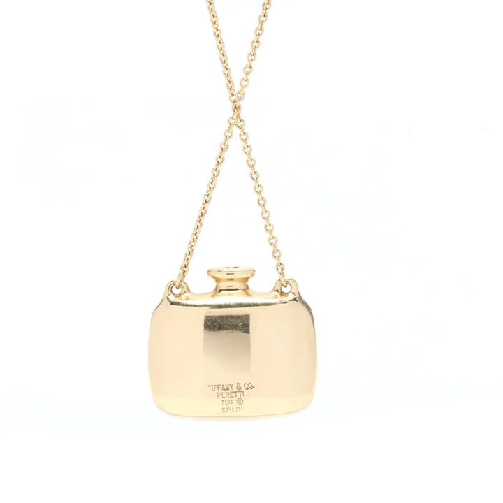 TIFFANY &amp; CO. ELSA PERETTI 18K GOLD SQUARE BOTTLE PENDANT NECKLACE
