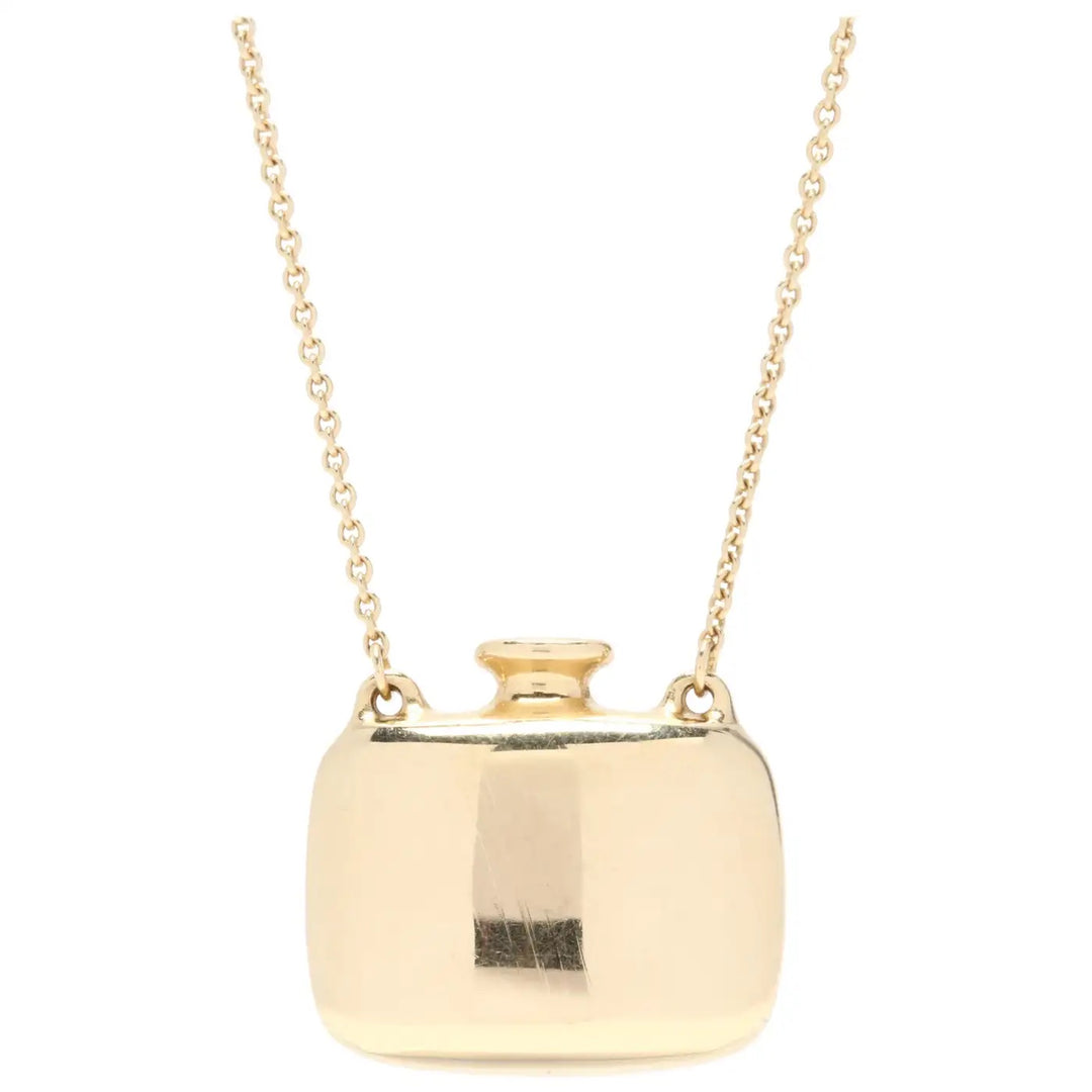 TIFFANY &amp; CO. ELSA PERETTI 18K GOLD SQUARE BOTTLE PENDANT NECKLACE